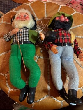 Vintage hobo/hillbilly elf shelf sitters